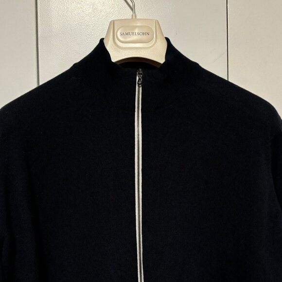 John Smedley Slim-Fit Merino Wool 2-way Zip-Up Cardigan Large - Picture 2 of 13